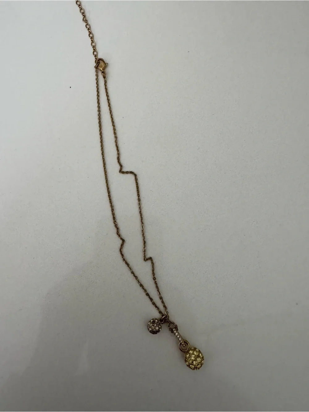 Swarovski Gold Crystal Pavé Double Ball Pendant Necklace